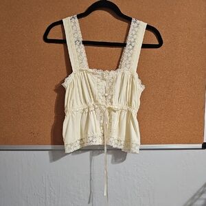 Pastel Yellow Lace Trimmed Babydoll Top
